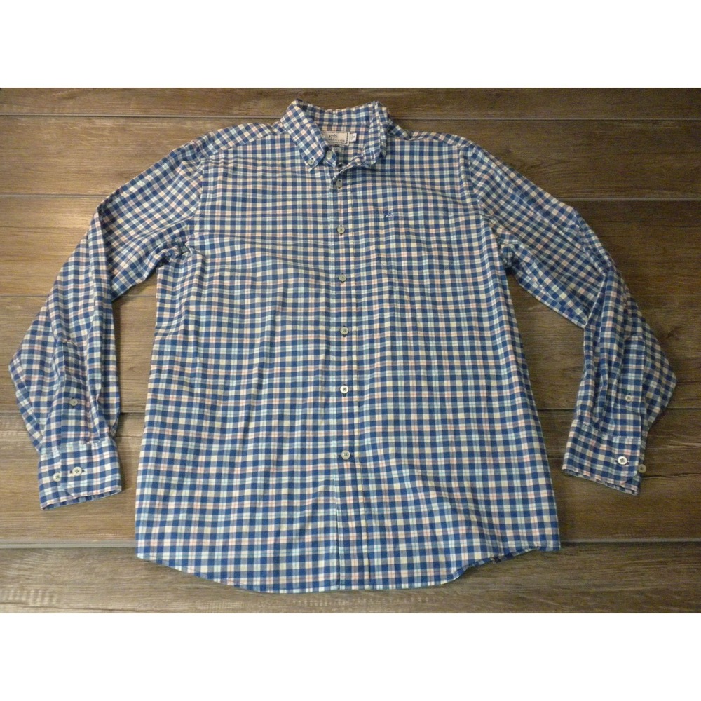Southern Tide Shirt Mens M Blue Plaid Classic Fit Sport Skipjack Preppy Coastal
